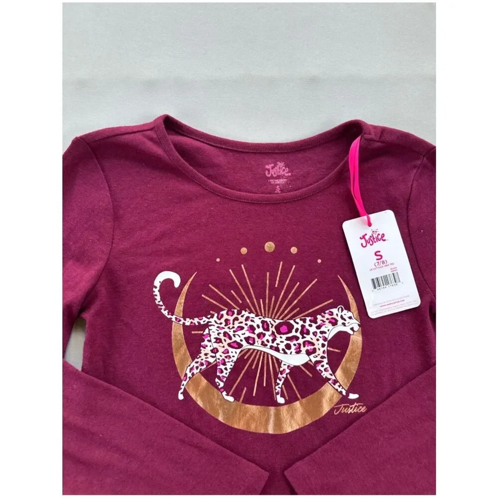 🎉5 for $45🎉 NWT Justice top shirt long sleeve gurls size S 7-8